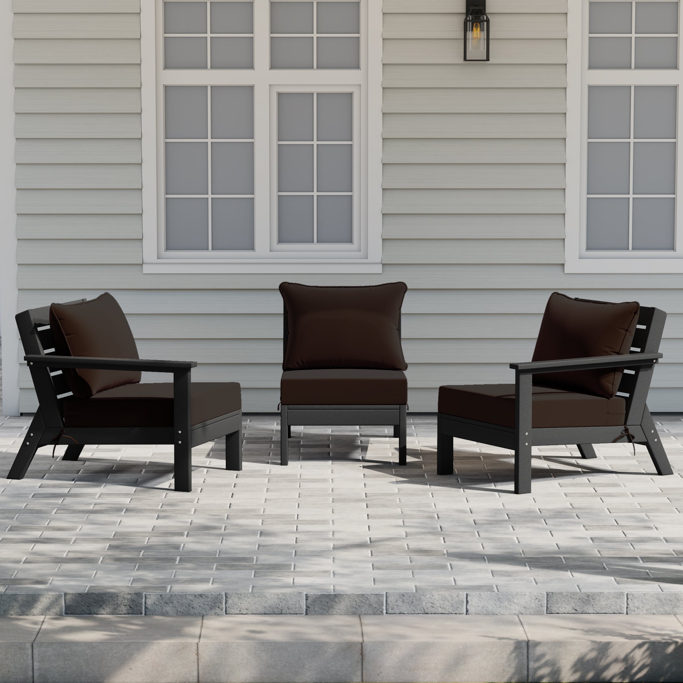 Avalon Outdoor Patio HDPE Sectional Sofa with Patio Cushions