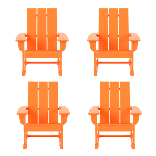 Ashore Outdoor Patio Modern Adirondack Rocking Chair (Set of 4)