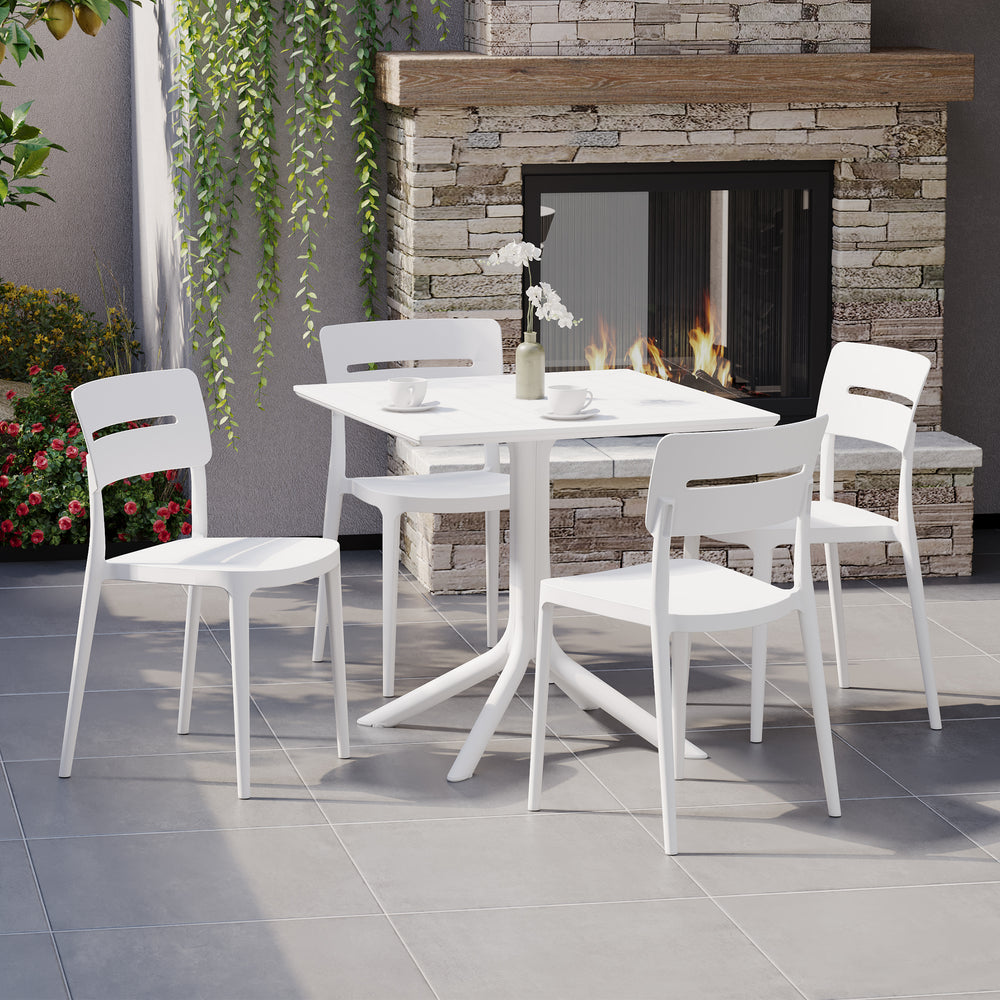 Playa Modern 5-Piece Resin Patio Dining Table Set with Stackable Patio Dining Chairs