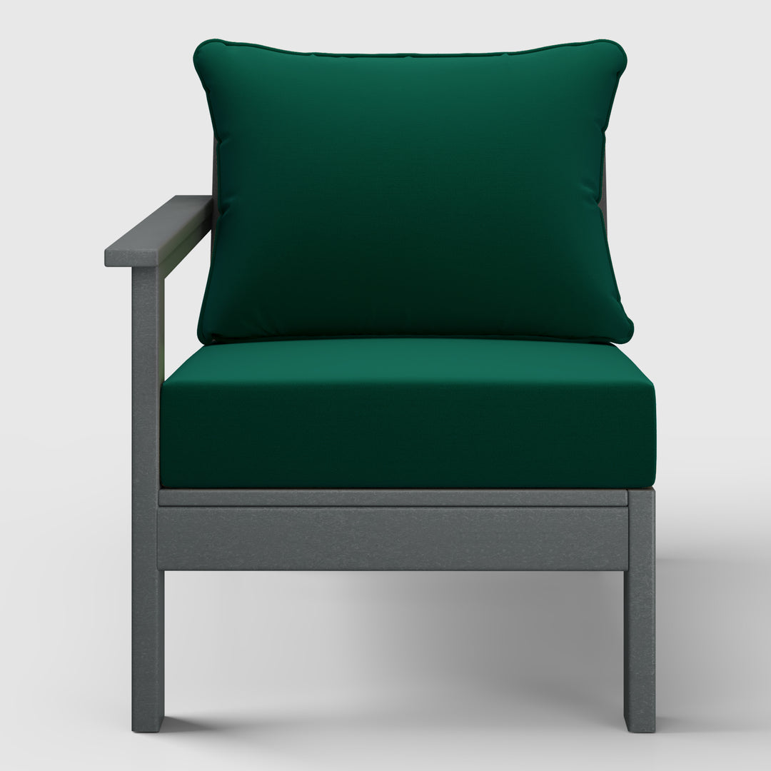 Avalon Outdoor Patio HDPE Left Arm Sectional Corner Club Chair with Patio Cushions
