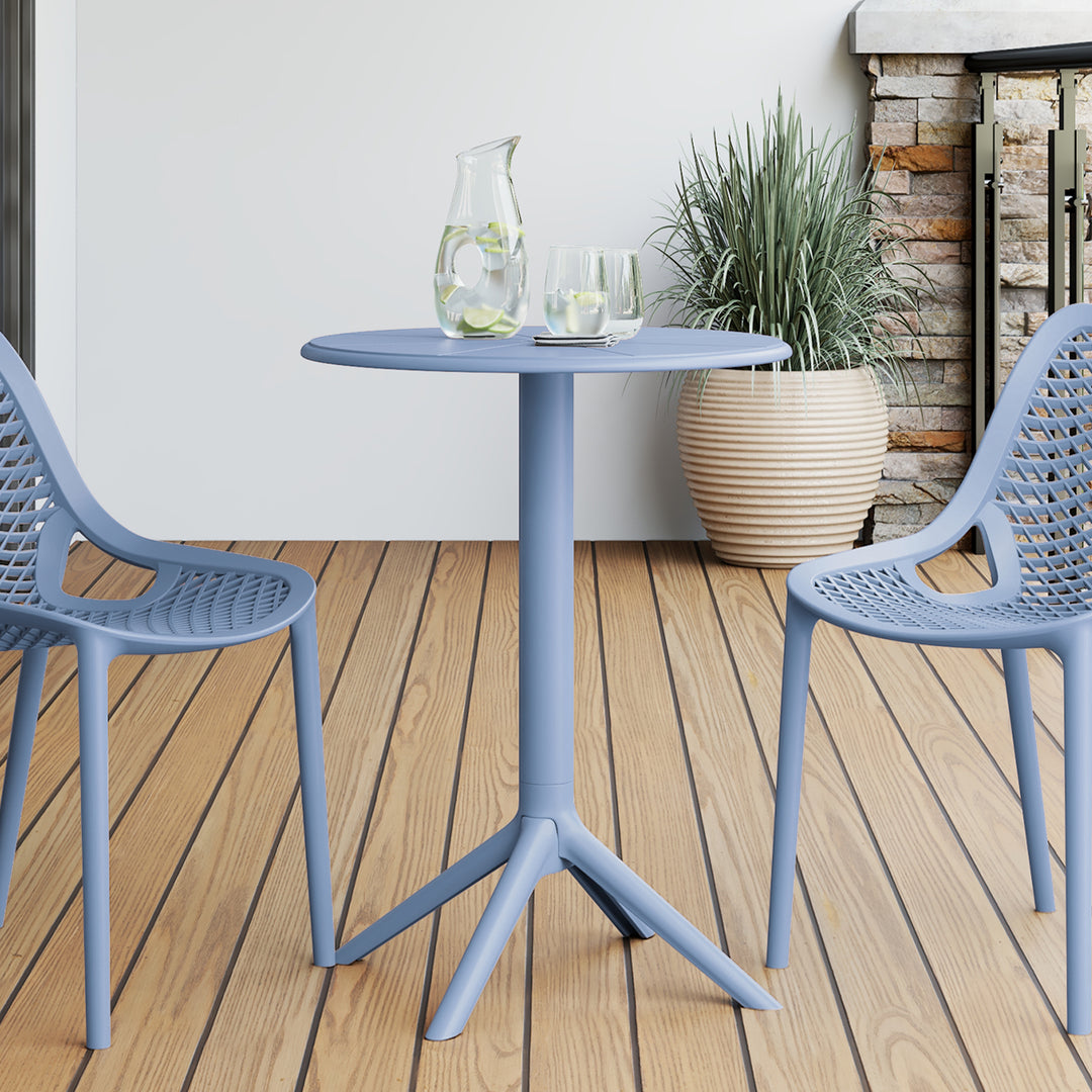 Playa 23.5" Outdoor Polypropylene Resin Round Patio Bistro Dining Table for 2