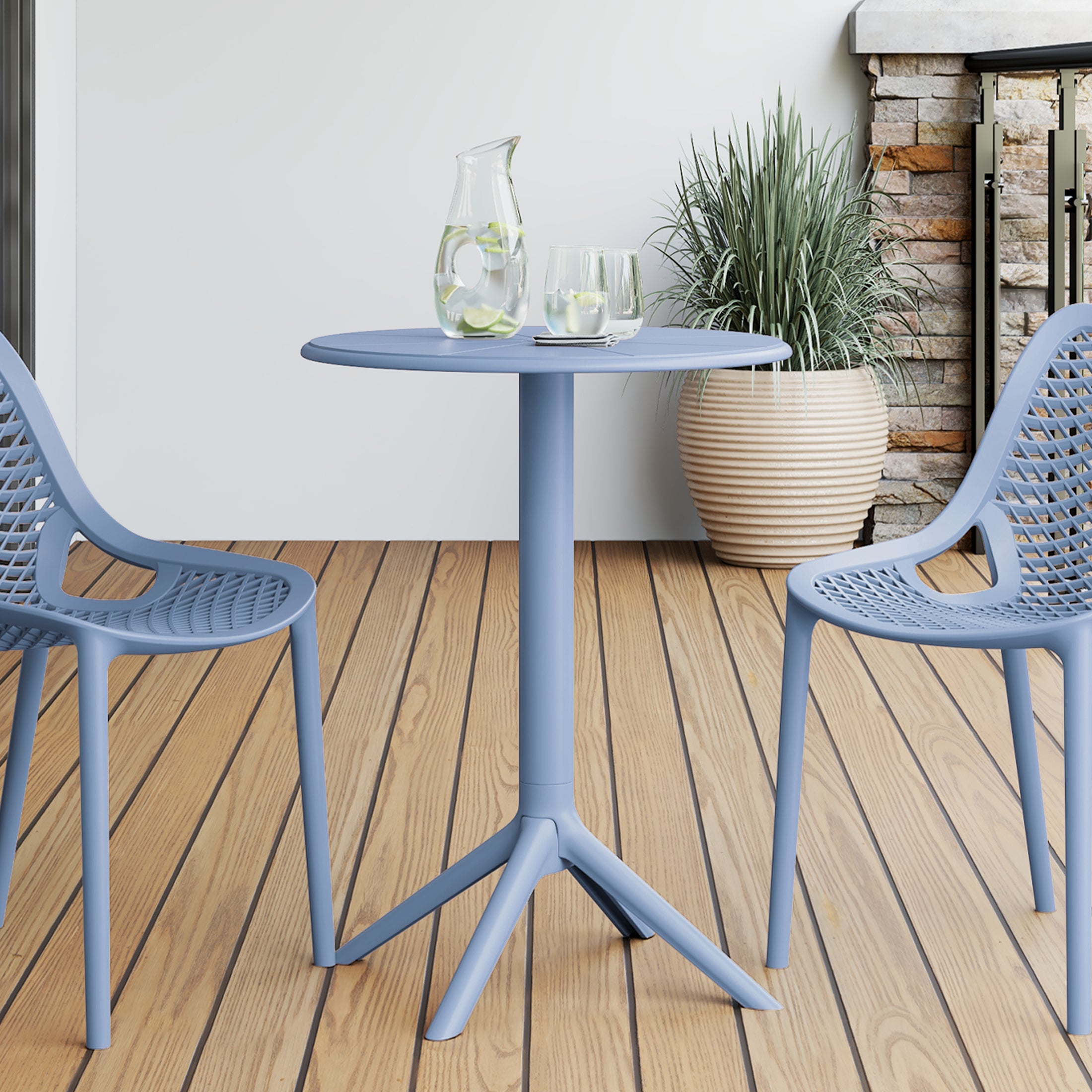 Playa 23.5" Outdoor Polypropylene Resin Round Patio Bistro Dining Table for 2