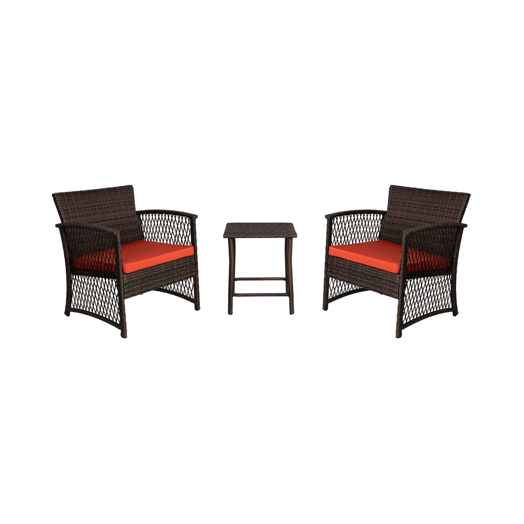 Melvi 3-Piece Outdoor Patio Wicker Conversation Set, Coffee