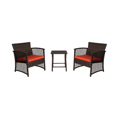 Melvi 3-Piece Outdoor Patio Wicker Conversation Set, Coffee