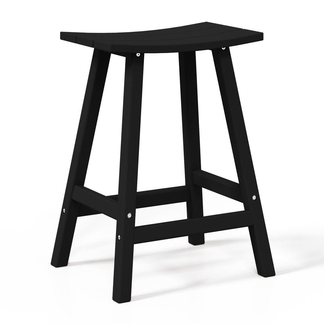 Malibu 24" HDPE Outdoor Patio Counter Height Bar Stools (Set of 3)
