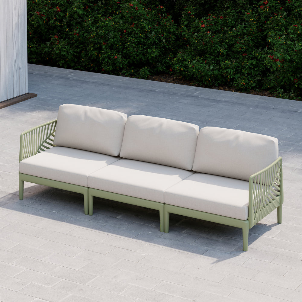 Playa Modern Polypropylene Resin 3 Seat Outdoor Patio Sofa