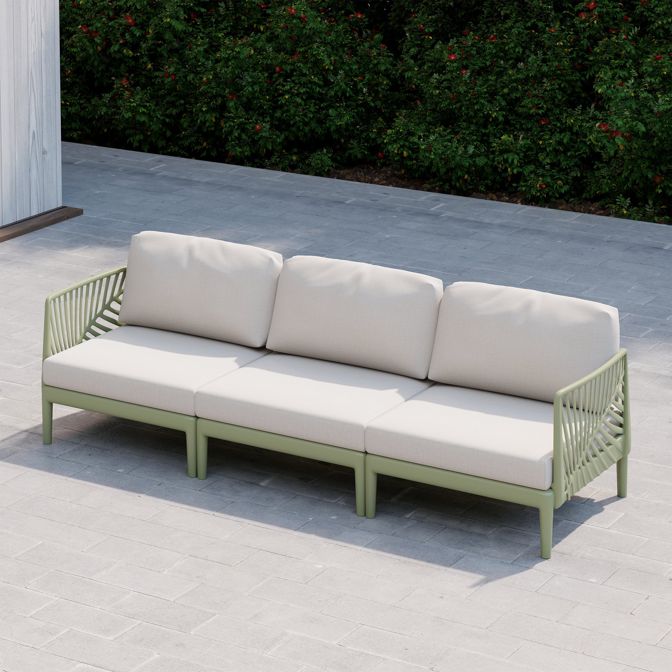 Playa Modern Polypropylene Resin 3 Seat Outdoor Patio Sofa
