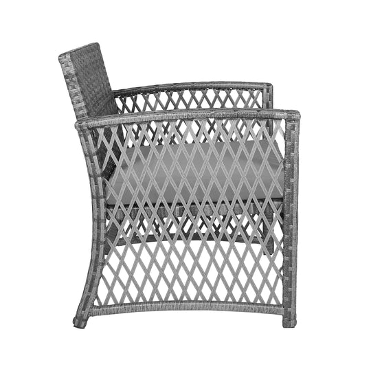 Melvi 4-Piece Outdoor Patio Wicker Conversation Set, Gray