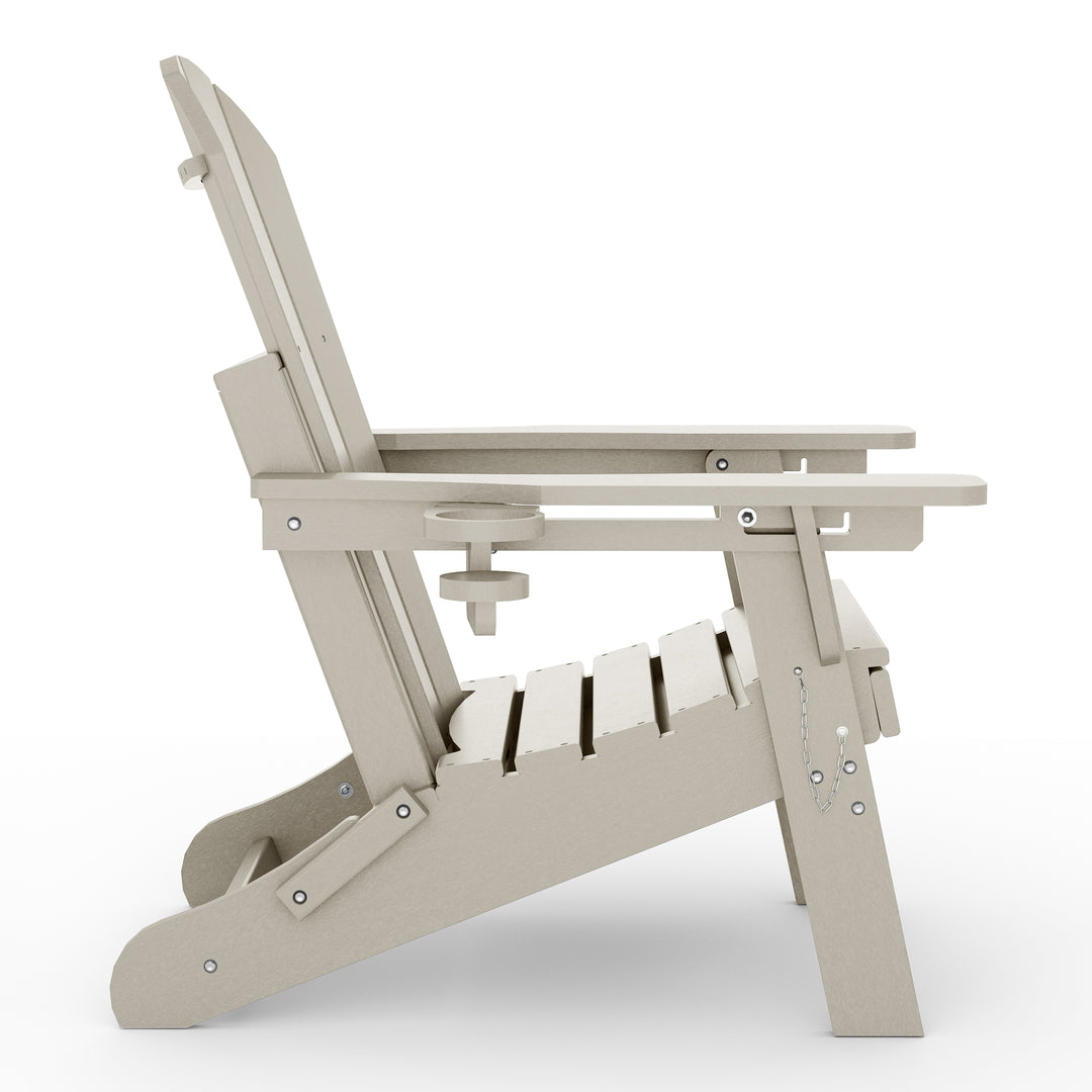 Malibu Folding Adjustable Adirondack Chair with Retractable Ottoman and Cup Holder (Set of 2)