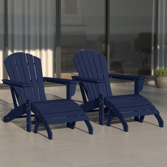 Dylan Outdoor Adirondack Chair With Ottoman 4-Piece Set