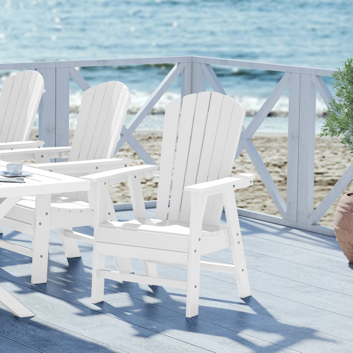 Dylan Outdoor Patio Shell-back Adirondack Dining Chair Weather Resistant
