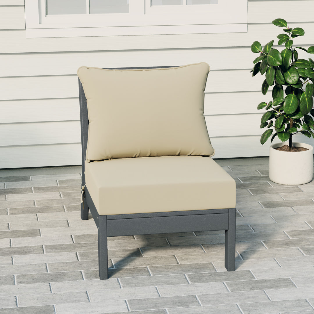 Avalon Outdoor HDPE Deep Seating Modular Armless Patio Chair with Patio Cushions
