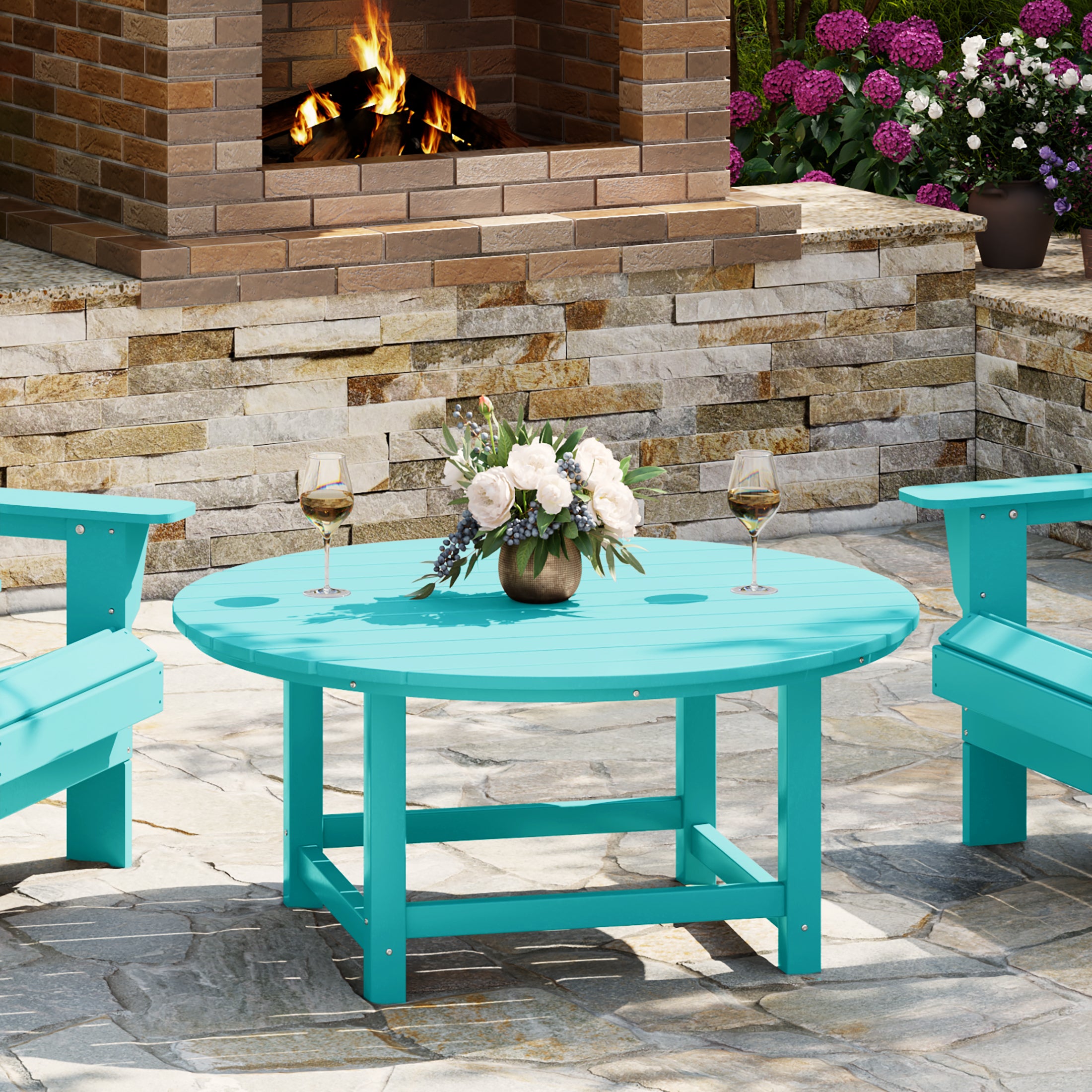 Malibu Low Outdoor HDPE Round Patio Coffee Table