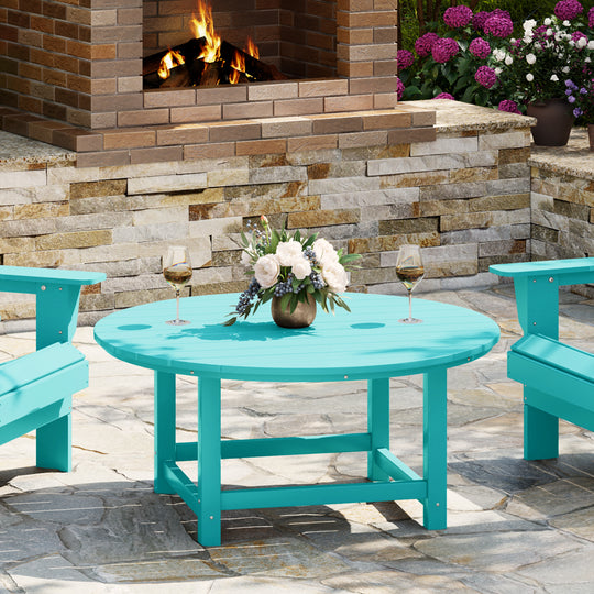 Malibu Low Outdoor HDPE Round Patio Coffee Table