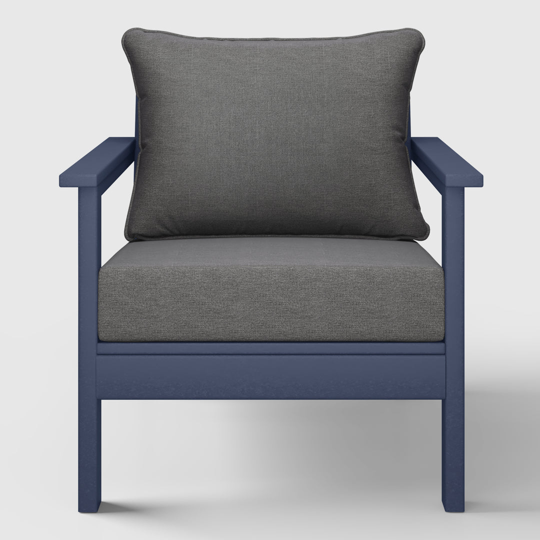 Avalon Outdoor Modern HDPE Patio Club Chair with Deep Seat Cushions
