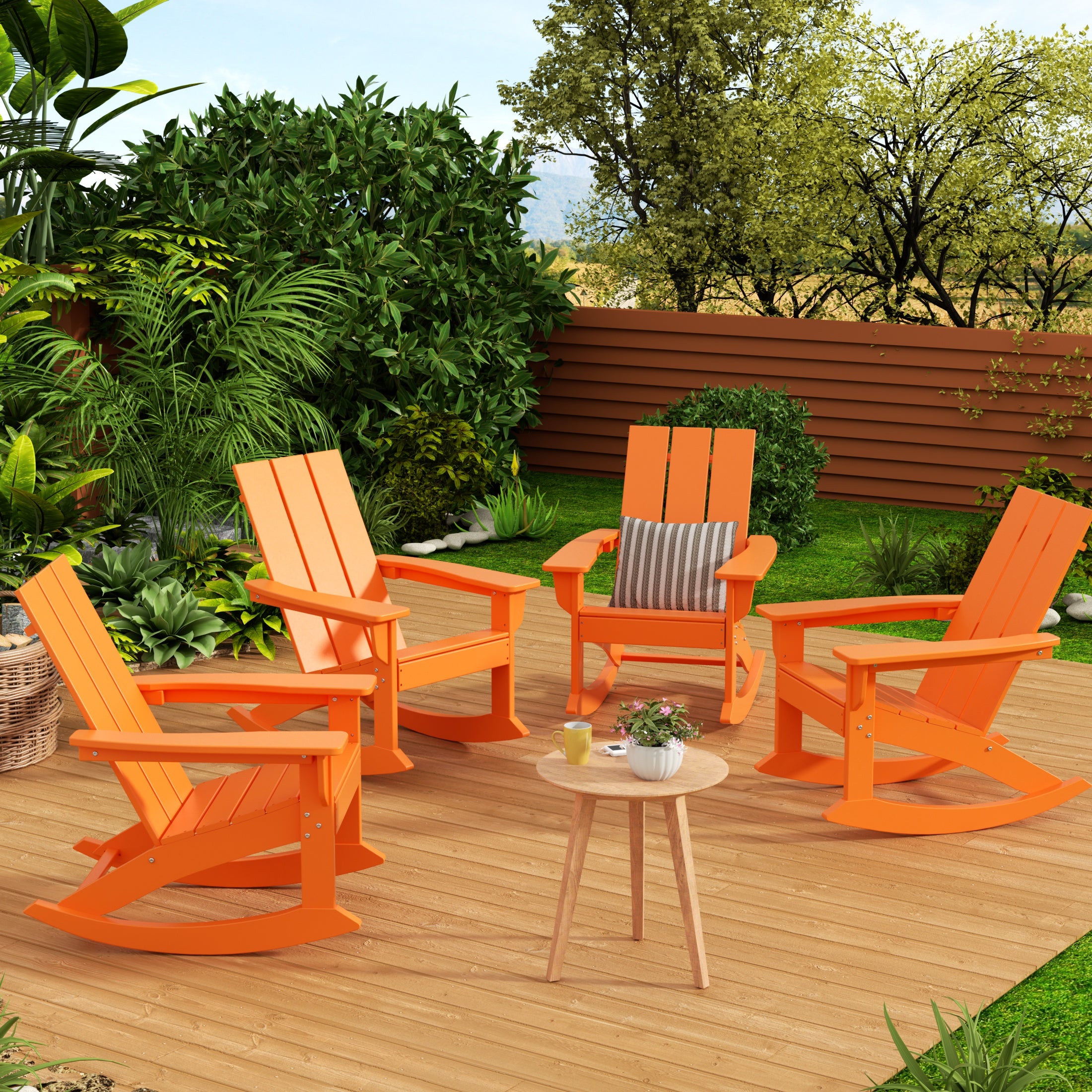 Ashore Outdoor Patio Modern Adirondack Rocking Chair (Set of 4)