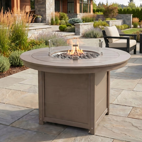 Helios 47" Modern Outdoor Patio Propane Gas Round Fire Pit Table
