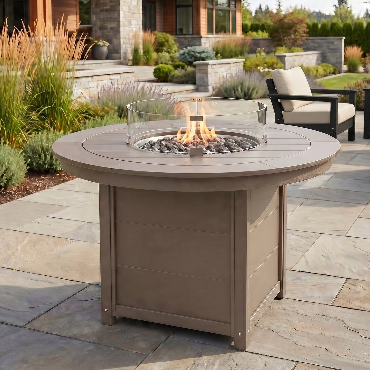 Helios 47" Modern Outdoor Patio Propane Gas Round Fire Pit Table
