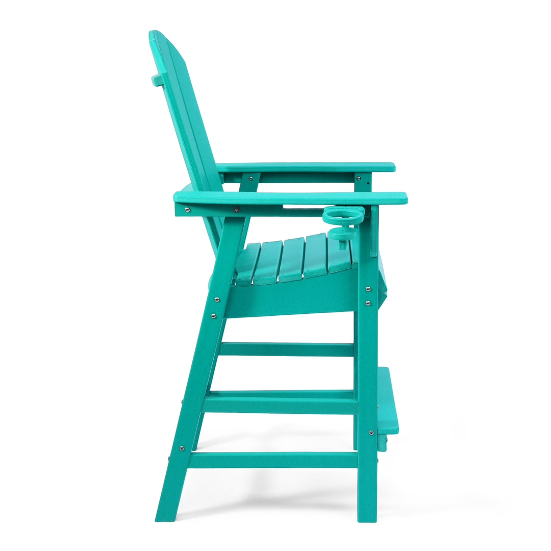 Malibu Outdoor HDPE Tall Adirondack Bar Height Chair With Cup Holder