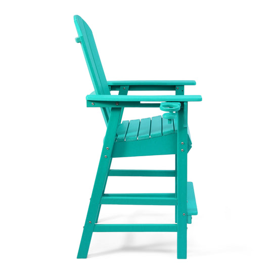 Malibu Outdoor HDPE Tall Adirondack Bar Height Chair With Cup Holder