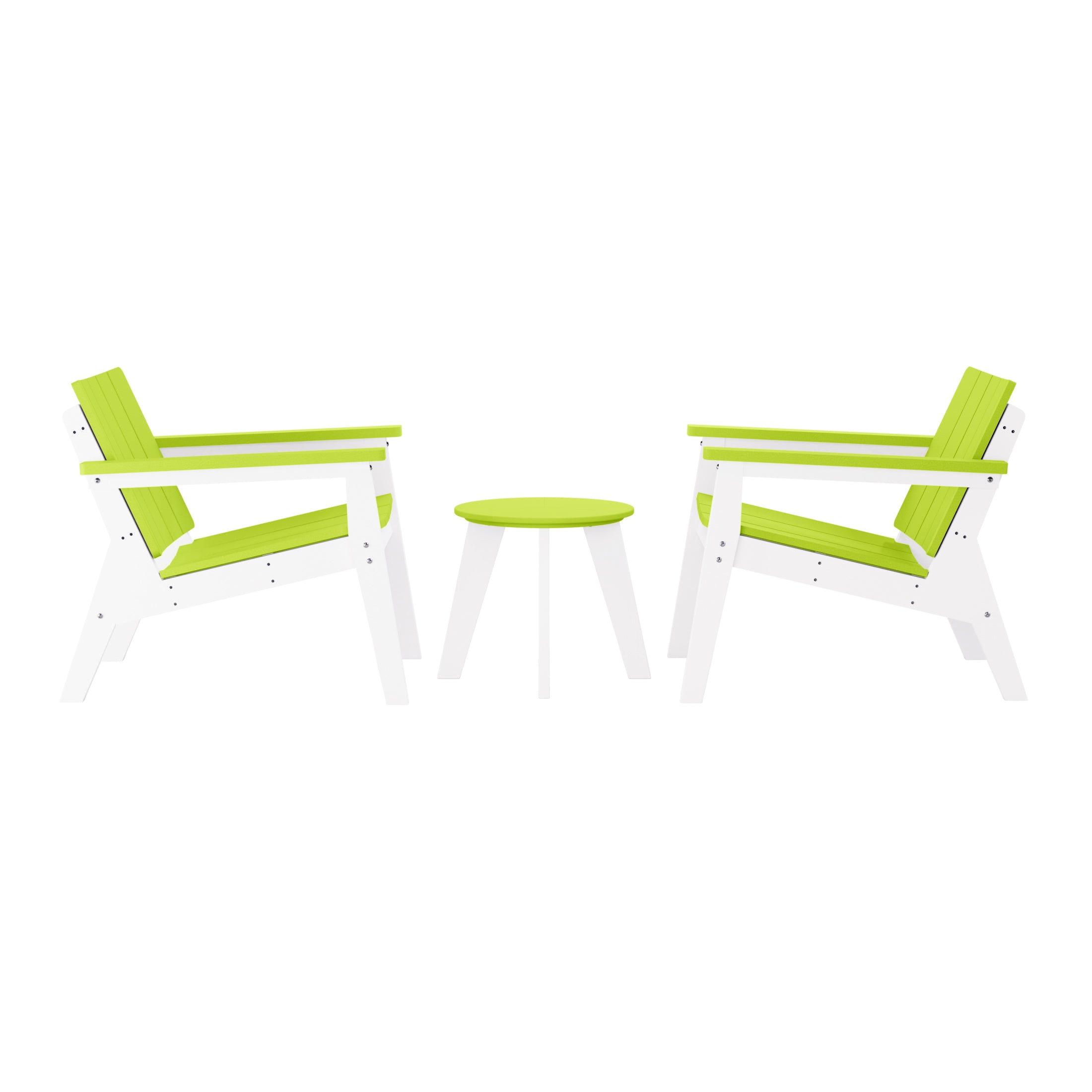 Pacifica 3-Piece Outdoor HDPE Conversation Set with Deep Seating Chairs and Round Side Table
