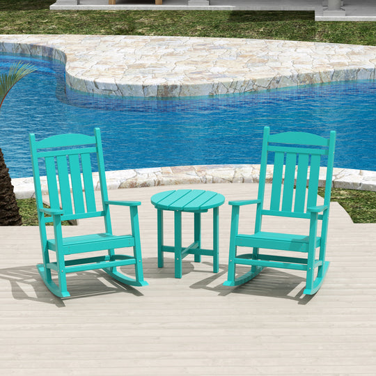 Malibu 3-Piece set Outdoor / Patio rocking chairs with a side table ( 2 seater )