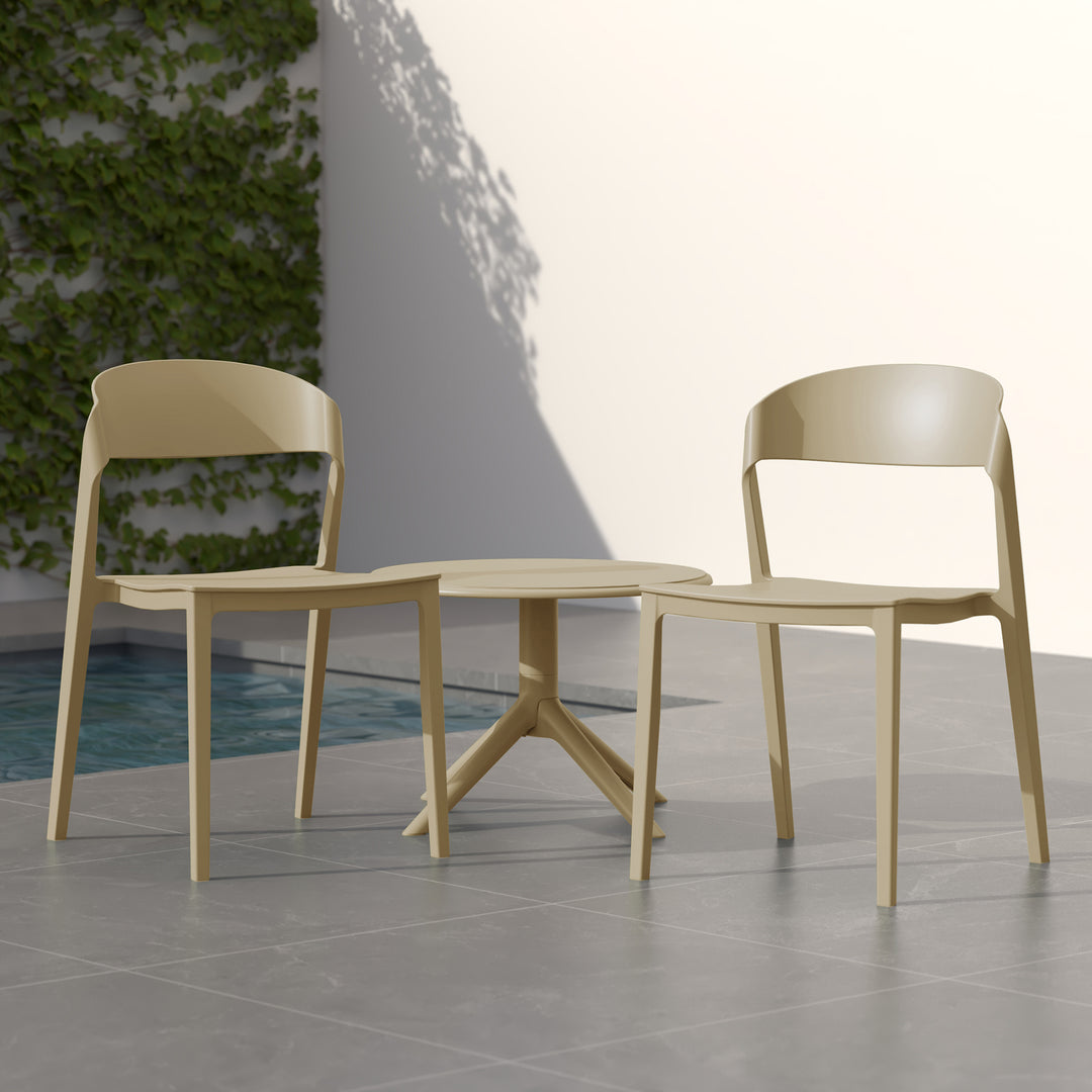 Playa Outdoor Modern Stackable Plastic Patio Bistro Dining Side Chairs (Set of 2)