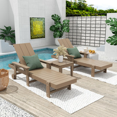 Ashore Modern Poly Reclining Chaise Lounge Set with Side Table