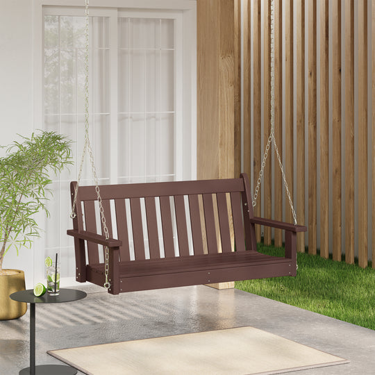 Malibu Outdoor Patio HDPE Hanging Front Porch Swing Bench