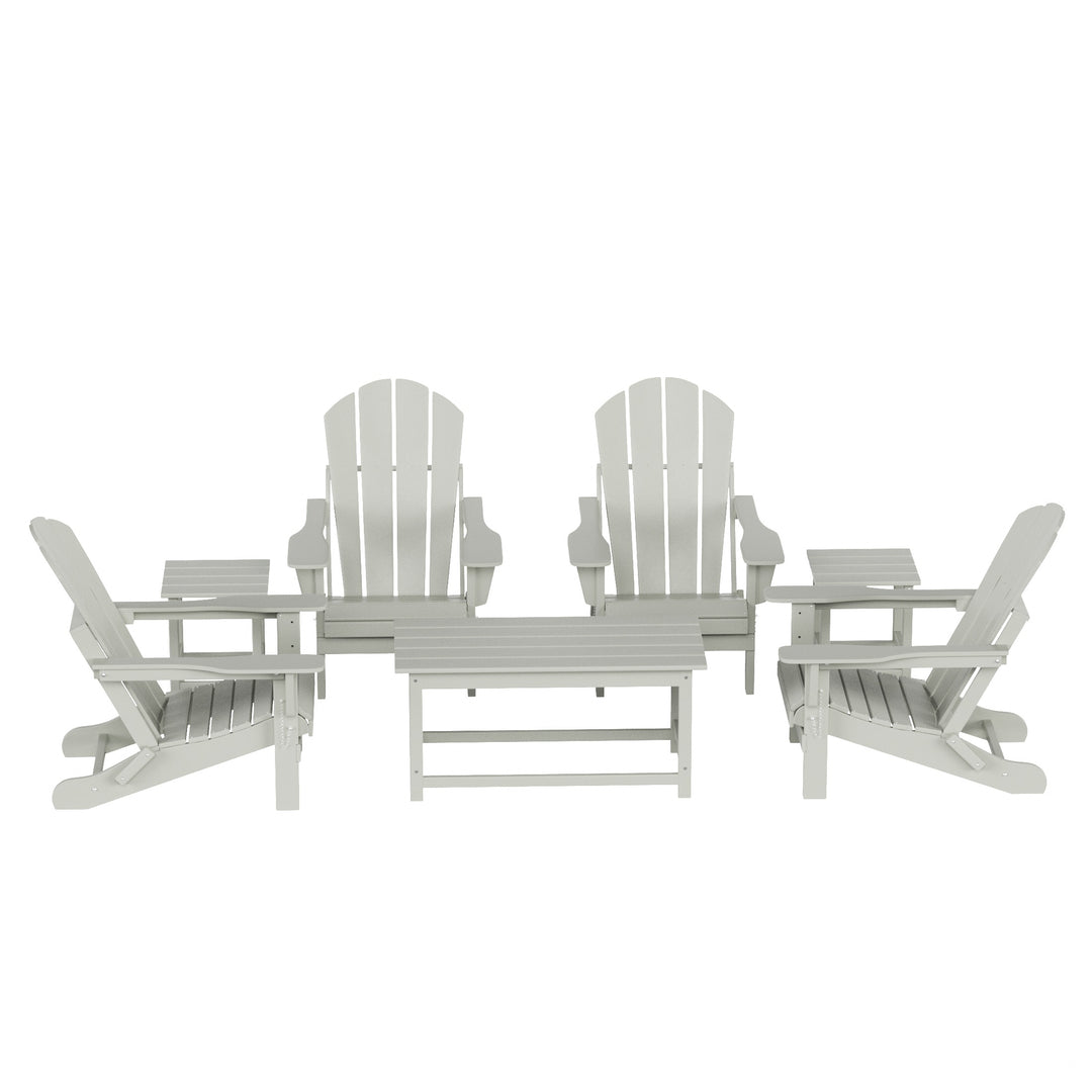 Malibu Westintrends 7-Piece set Outdoor / Patio Adirondack chairs with a Coffee and tWestintrends side tables ( 4 seater )