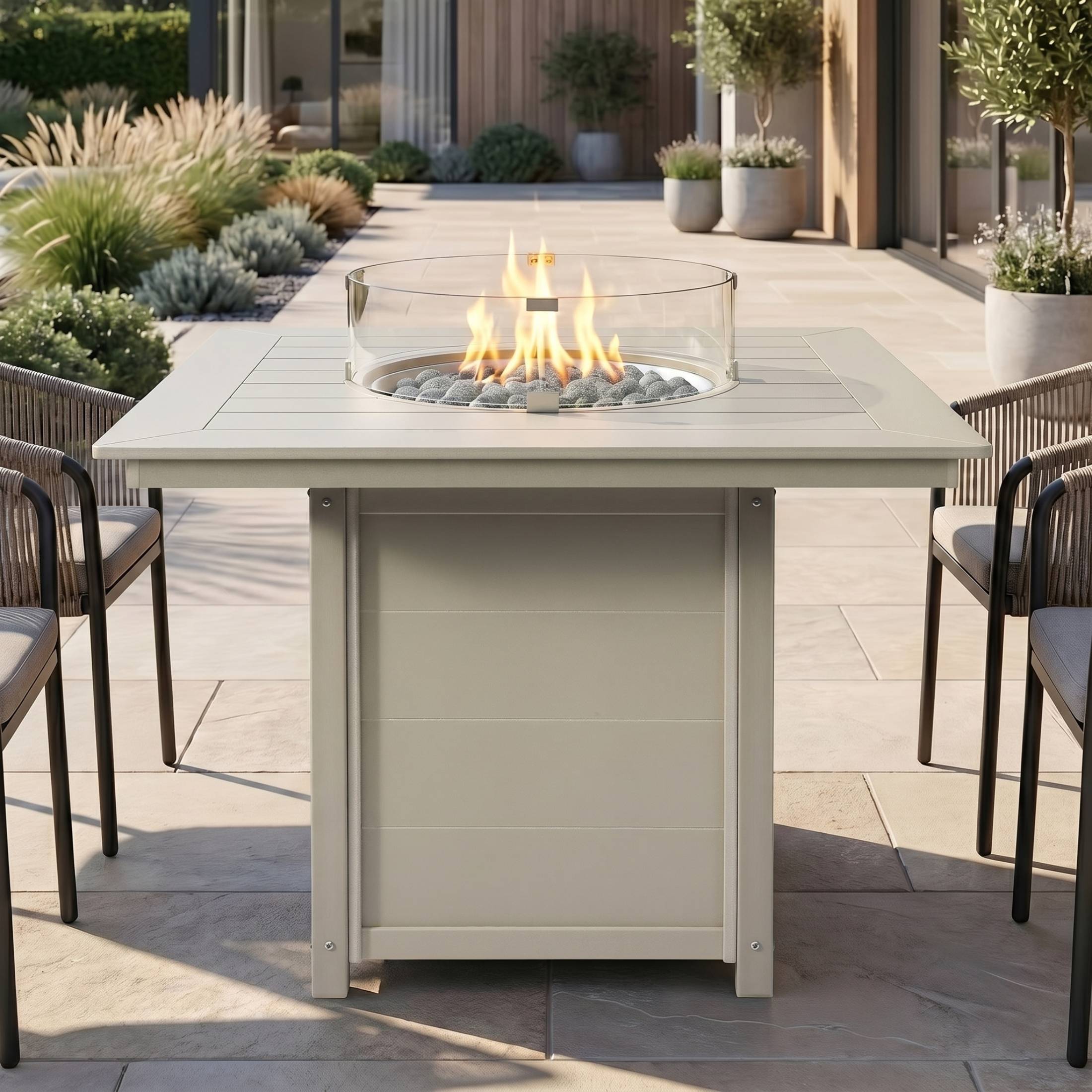 Helios 42" Modern Outdoor Patio Gas Propane Square Fire Pit Table