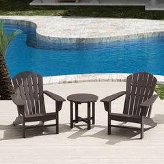 Dylan Adirondack chair set with side table in Dark Brown styled outdoors