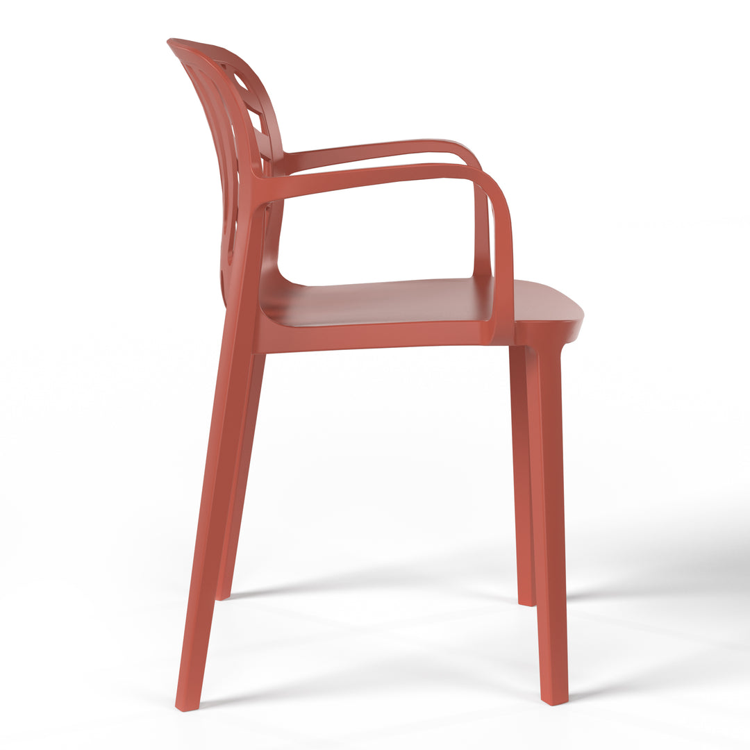 Playa 5-Piece Outdoor Resin Round Patio Dining Table Set with Modern Stackable Patio Dining Chairs