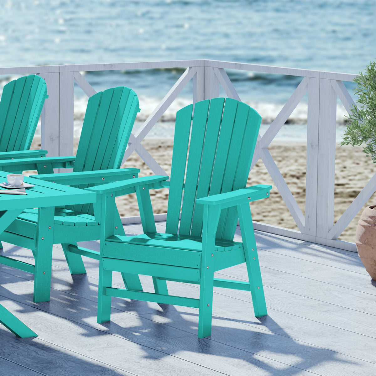 Dylan Outdoor Patio Shell-back Adirondack Dining Chair Weather Resistant