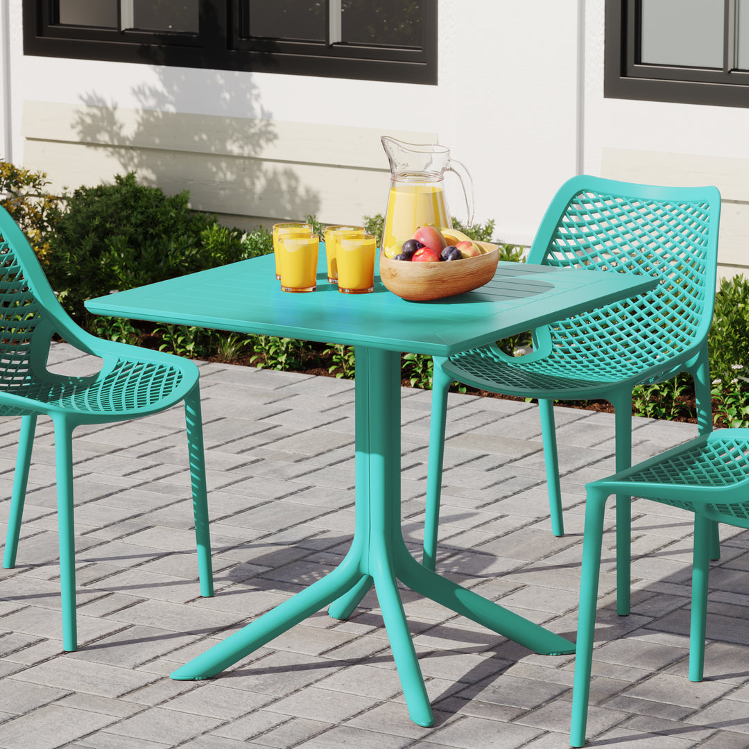 Playa 31.5" Square Outdoor Plastic Resin Patio Dining Table for 4