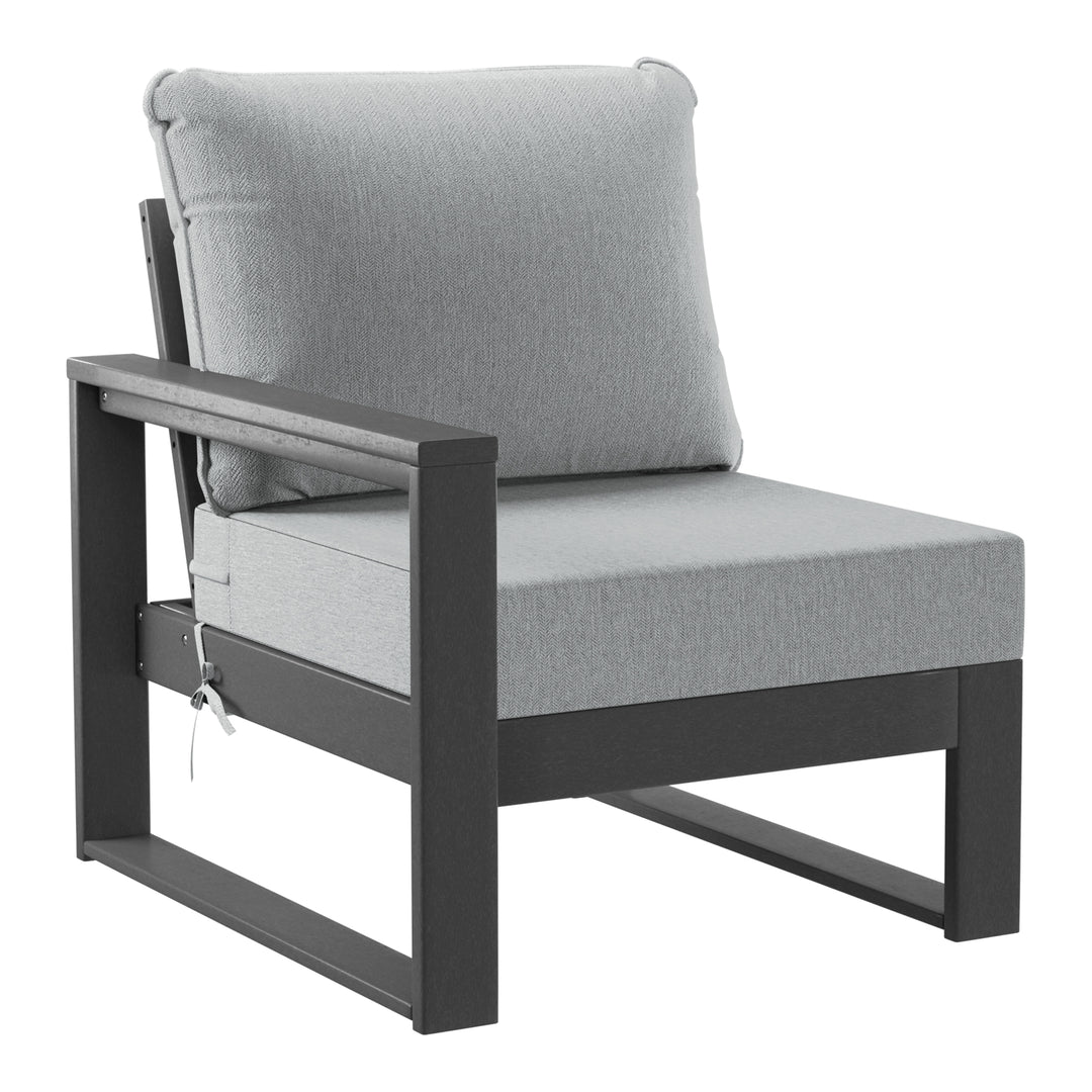 Montara 8-Piece Modern HDPE Outdoor Patio Furniture Conversation Set with Coffee Table and Ottomans