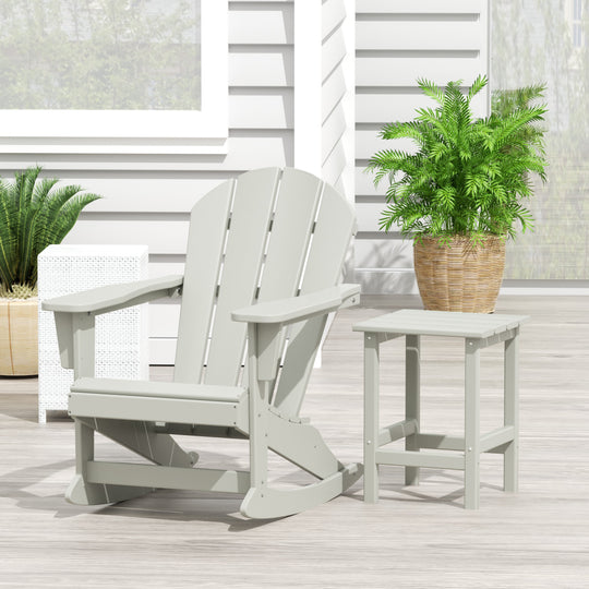 Malibu Outdoor Patio Rocking Adirondack Chairs with Side Table Set