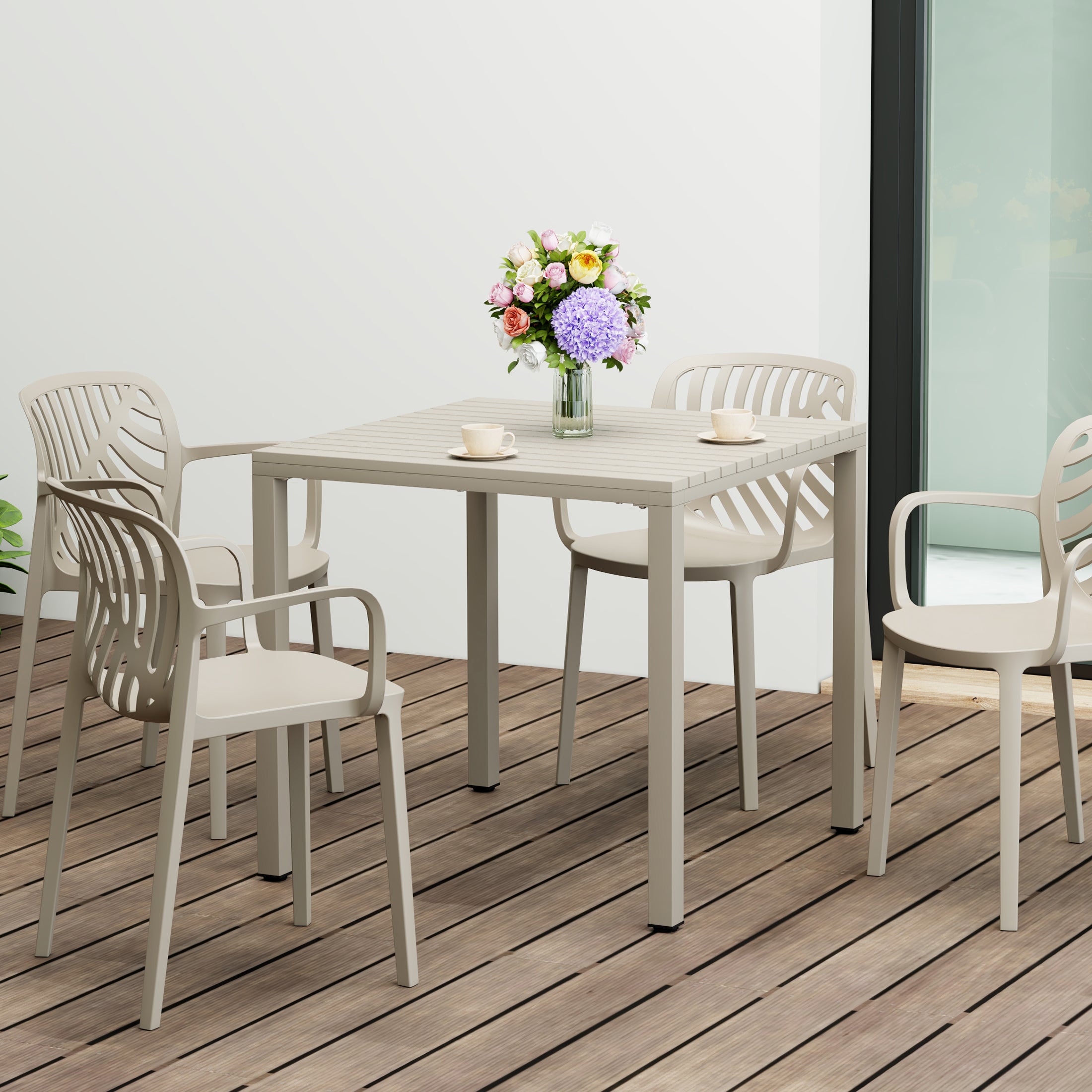 Playa 31.5" Iron Metal Frame Outdoor Square Patio Dining Table