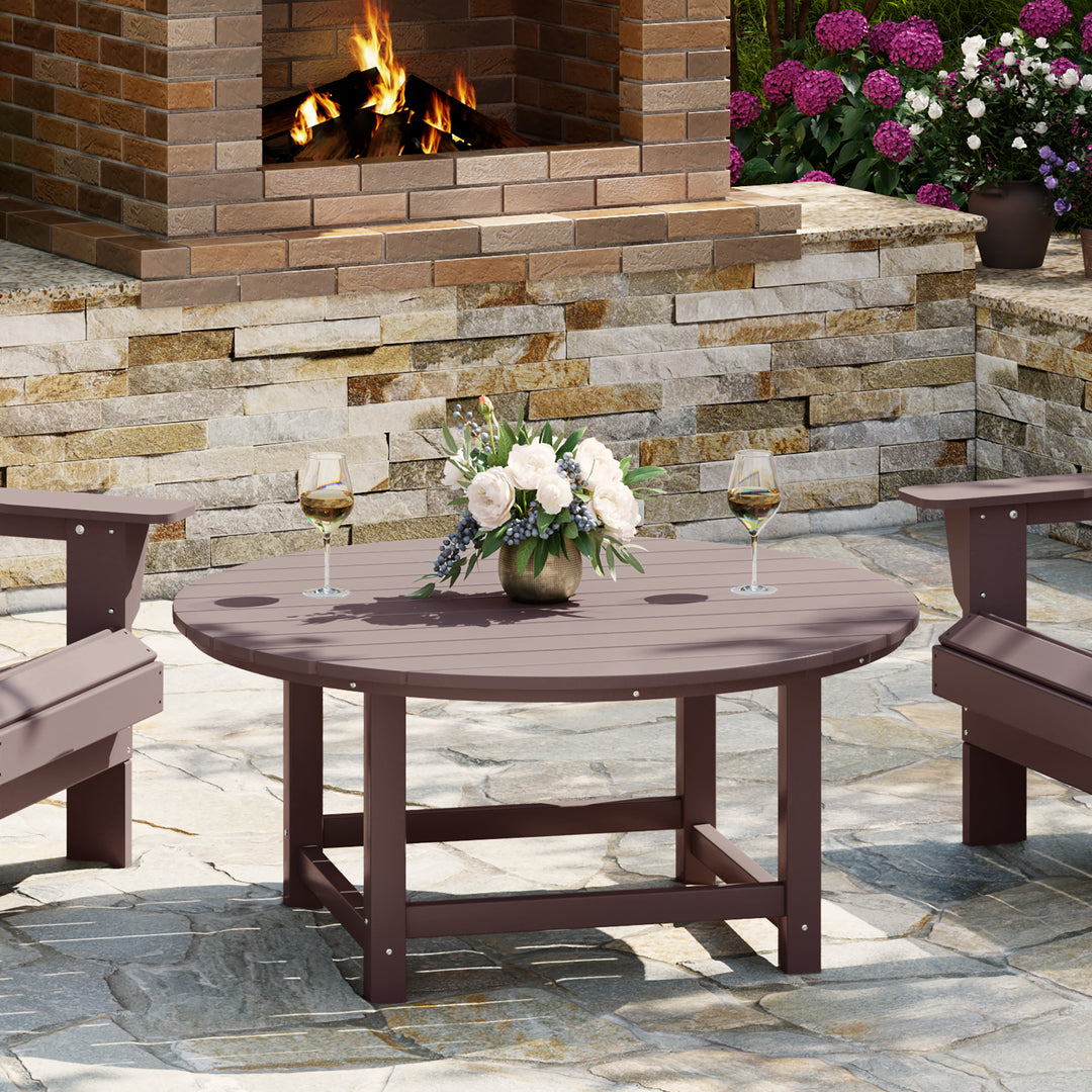 Malibu Low Outdoor HDPE Round Patio Coffee Table