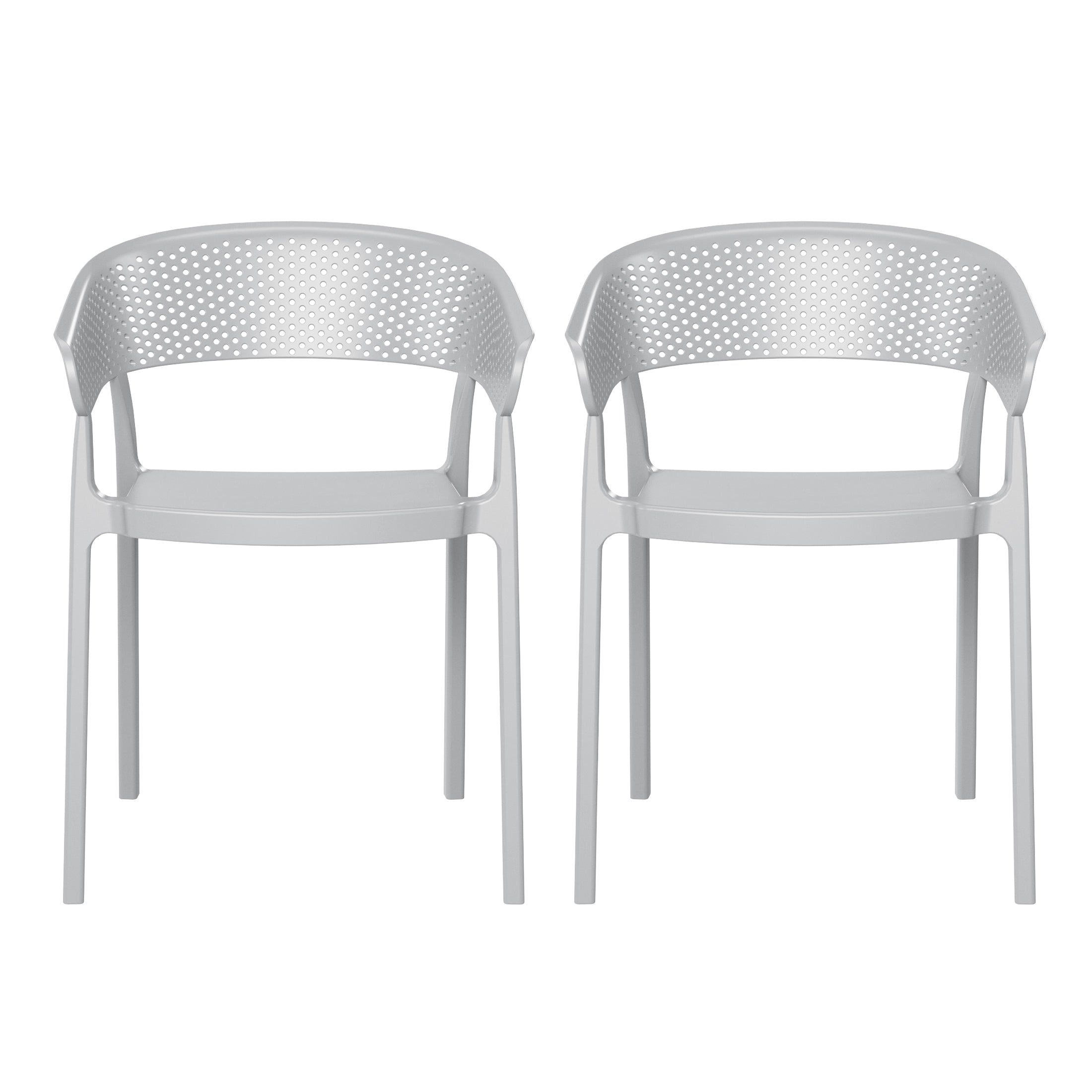 Playa Outdoor Modern Stackable Plastic Resin Patio Dining Armchair (Set of 2)