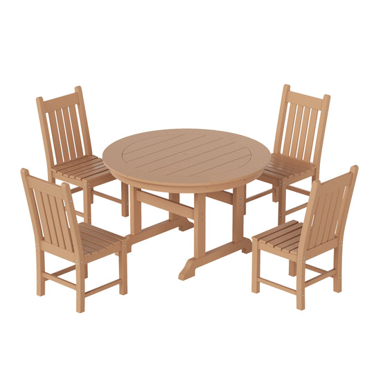 Malibu 5 Piece Outdoor Patio Dining Set Outdoor Round Table and Chair Set