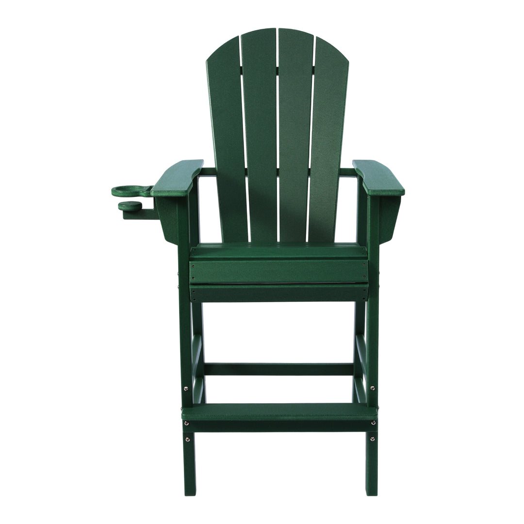 Malibu Outdoor HDPE Tall Adirondack Bar Height Chair With Cup Holder