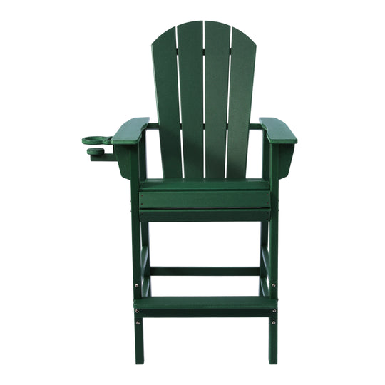Malibu Outdoor HDPE Tall Adirondack Bar Height Chair With Cup Holder