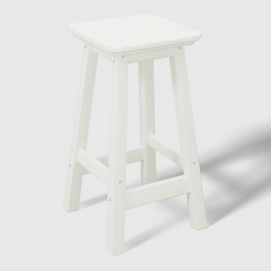 Malibu 24" HDPE Outdoor Patio Counter High Backless Square Bar Stool