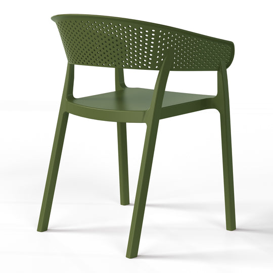 Playa Outdoor Modern Stackable Plastic Resin Patio Dining Armchair (Set of 2)
