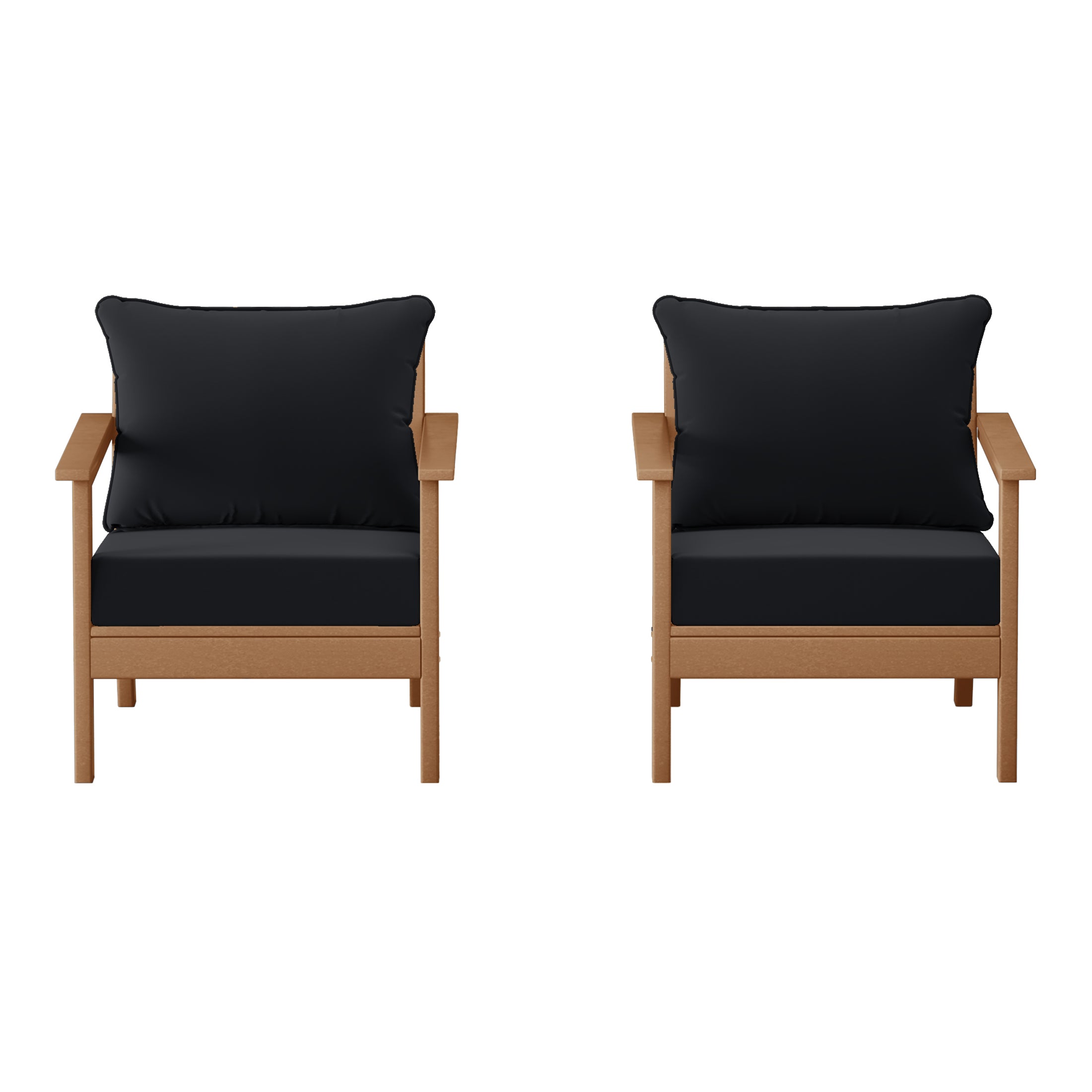Avalon Outdoor Modern HDPE Patio Club Chairs with Deep Seat Cushions (Set of 2)