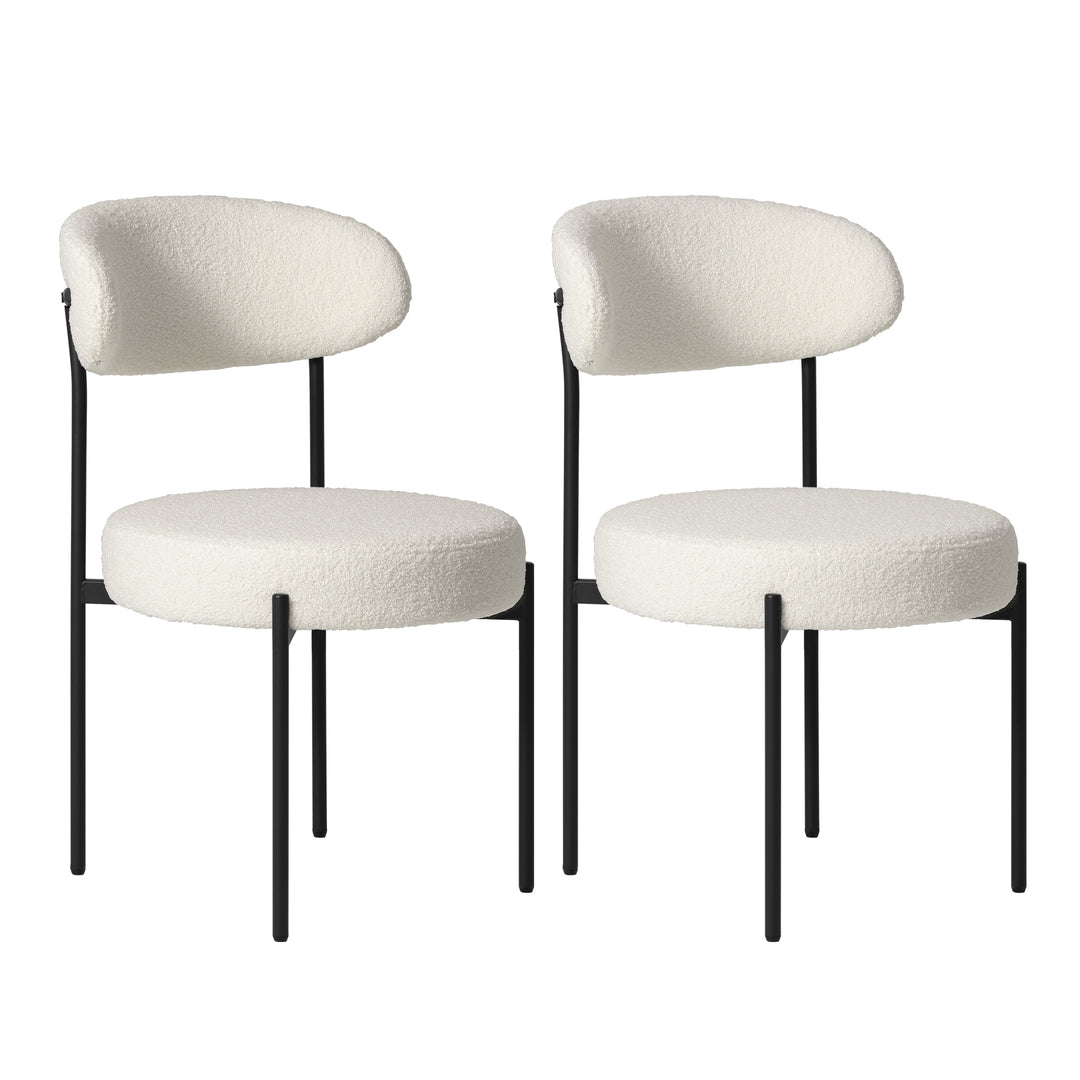 Alexandria Mid-Century Modern Upholstered Sherpa Round Dining Chairs (Set of 2)