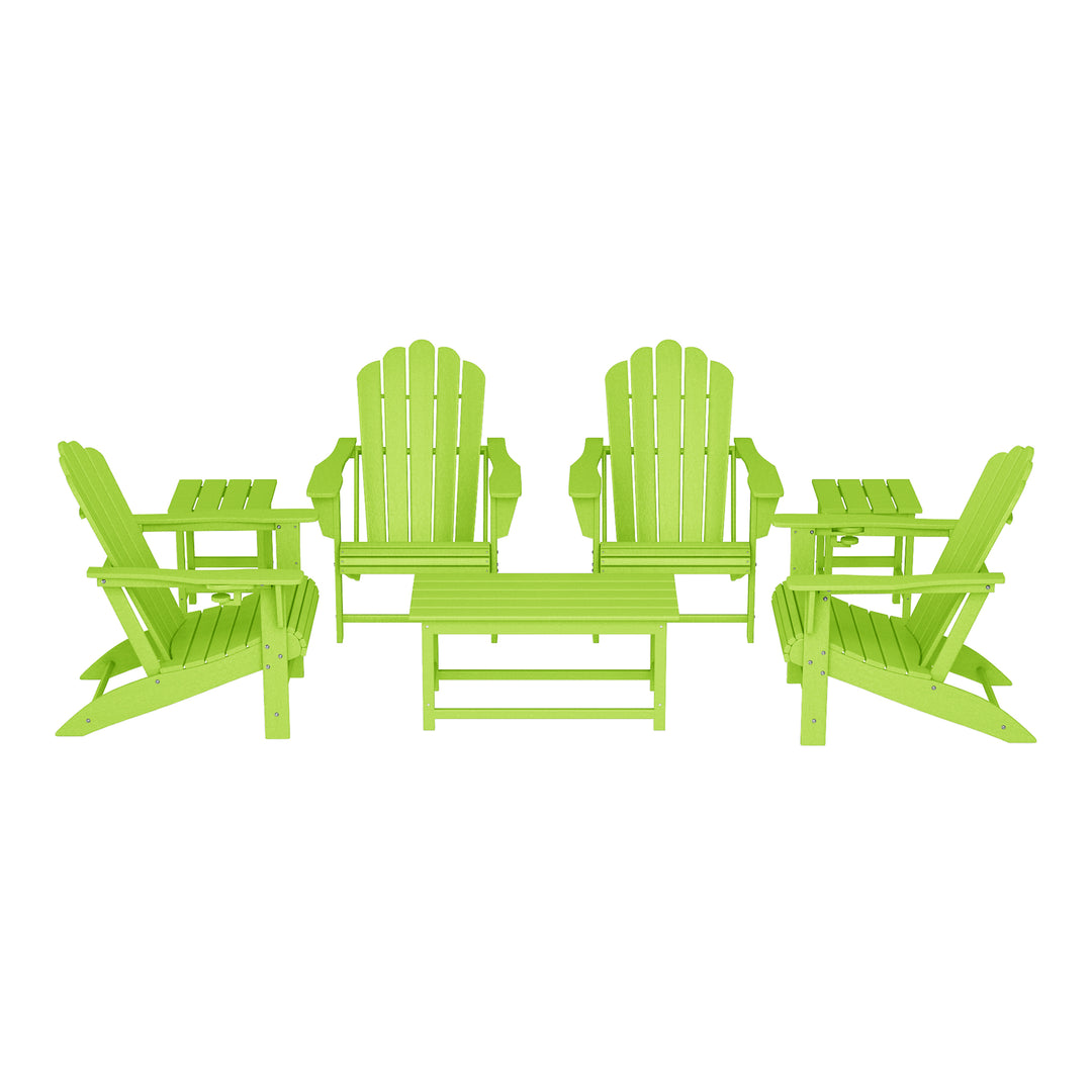 Highland 7-Piece HDPE Outdoor Patio Furniture Adirondack Conversation Set
