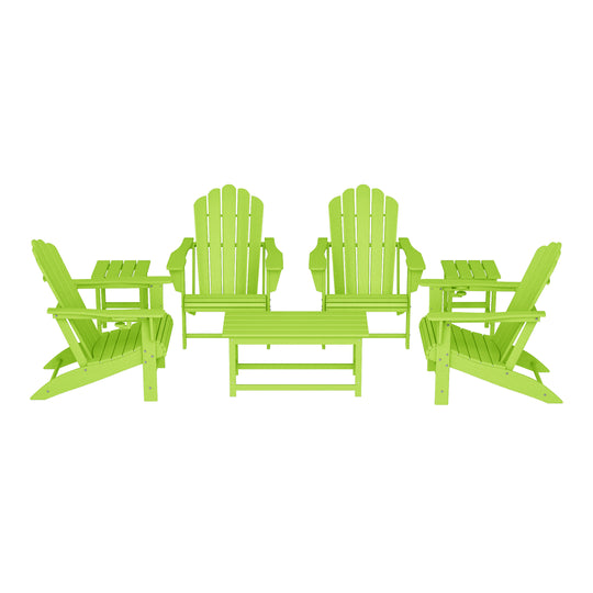 Highland 7-Piece HDPE Outdoor Patio Furniture Adirondack Conversation Set