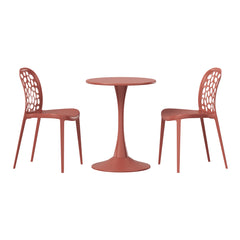 Playa 3-Piece Outdoor Indoor Metal Patio Dining Table Set With Stackable Polypropylene Patio Side Chairs